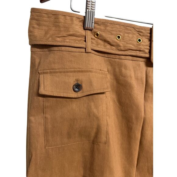 Calvin Klein Women Skirt Size 12 Trumpet Straight Brown Linen Ruffle Career New - Picture 3 of 11